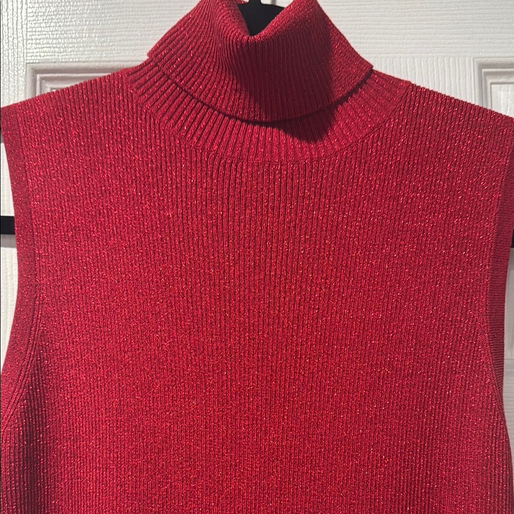 August Silk Red/Sparkly Sleeveless Knit Top Women’s Size XL
